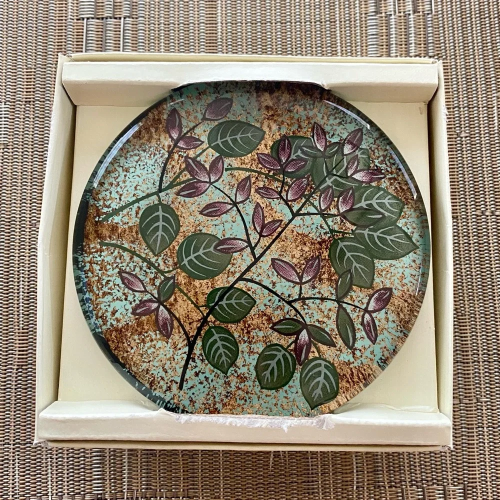 4 Hand Painted Glass Coasters